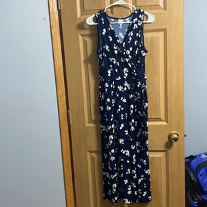 Navy Flowered Cropped Jumpsuit